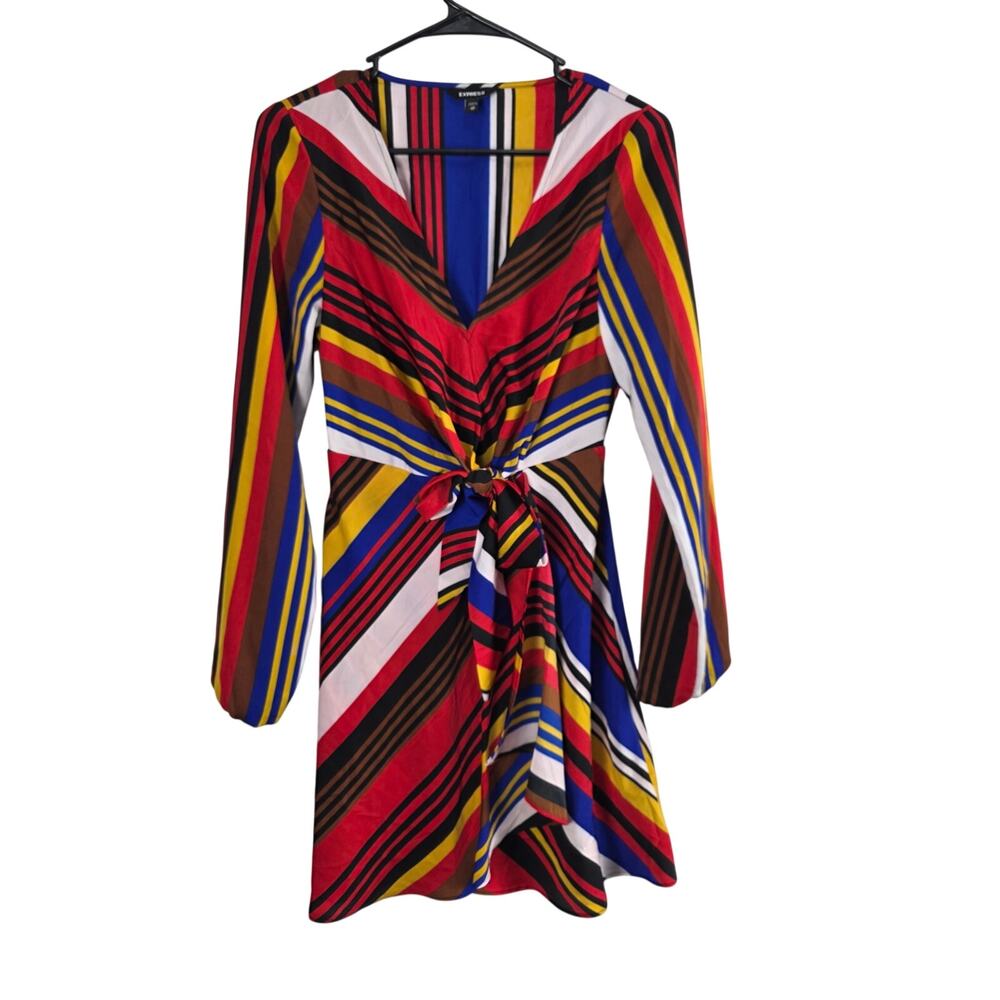 Express Artsy Mini Dress XS Womens Striped Multicolor Lightweight Art Deco‎